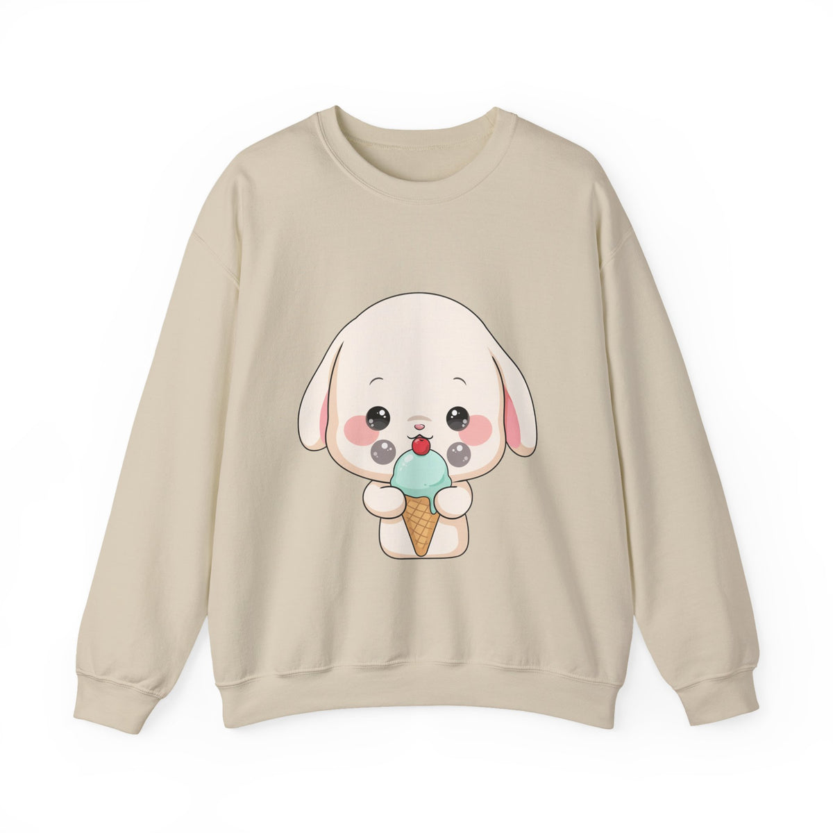 Kawaii Bunny Sweatshirt, Cute Ice Cream Chibi Rabbit