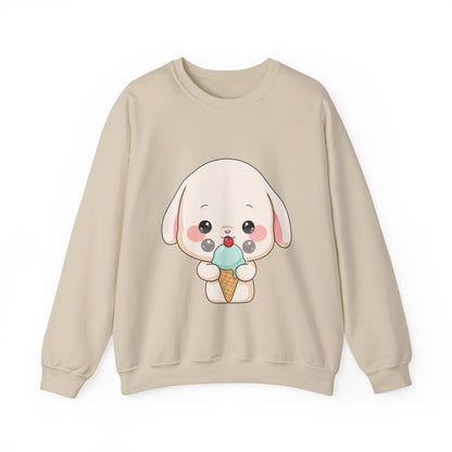 Kawaii Bunny Sweatshirt, Cute Ice Cream Chibi Rabbit