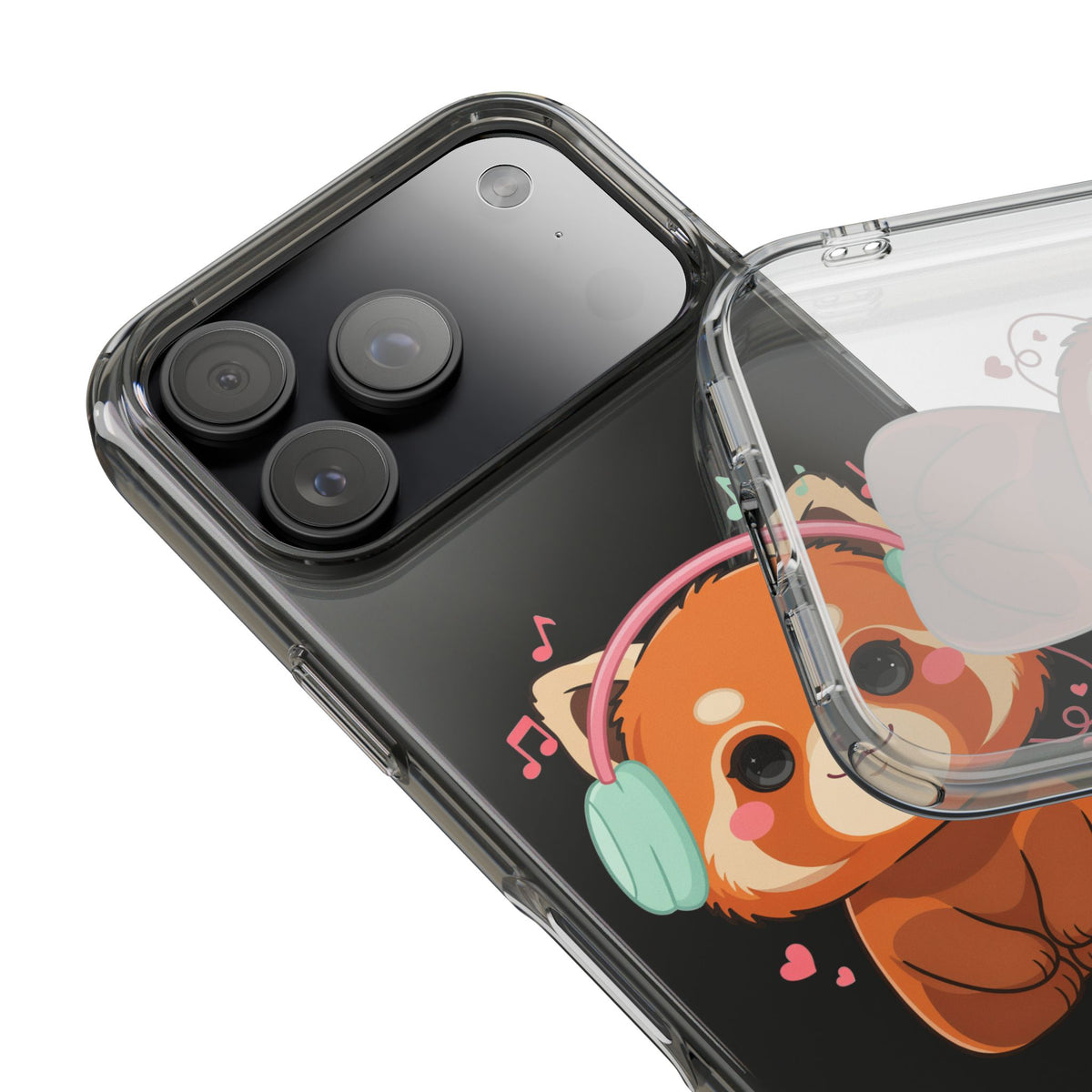Red Panda Phone Case, Kawaii Music Lover Clear Case