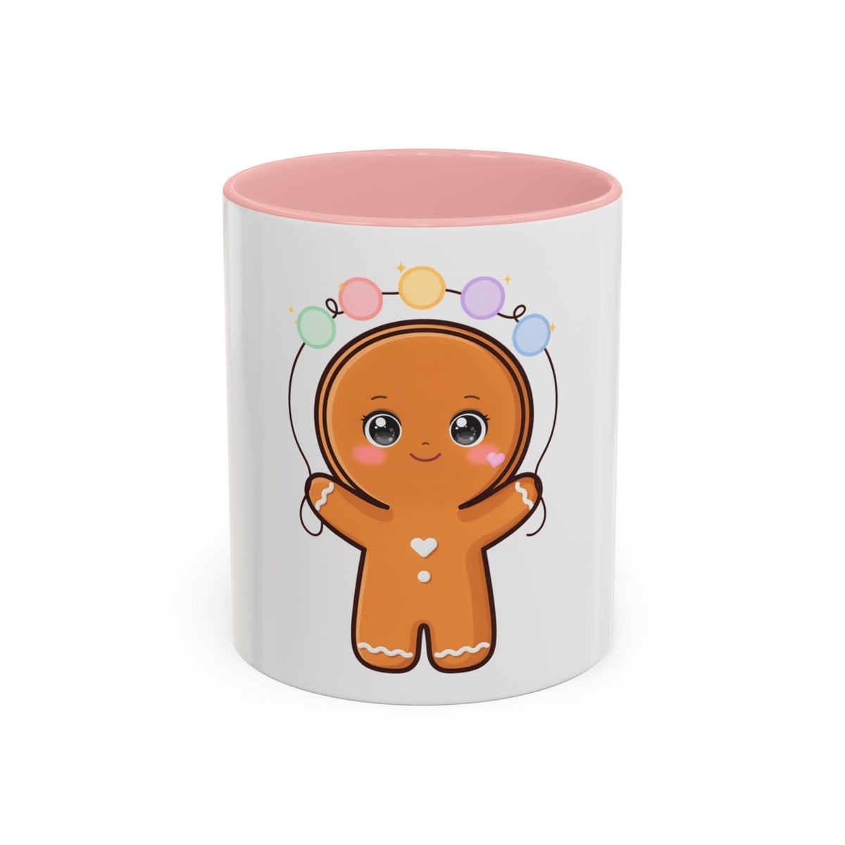 Gingerbread Man Accent Coffee Mug, Cute Kawaii Holiday Gift
