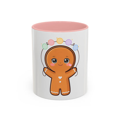 Gingerbread Man Accent Coffee Mug, Cute Kawaii Holiday Gift