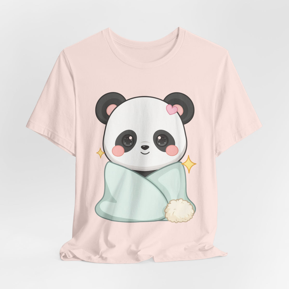 Kawaii Panda T-Shirt, Cozy Blanket Chibi Animal Tee