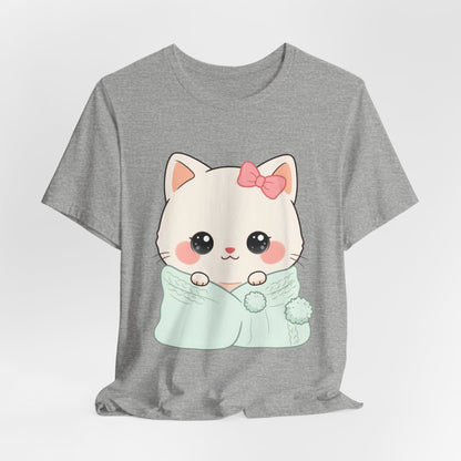 Kawaii Cat T-Shirt, Cozy Blanket Kitty for Cat Lovers