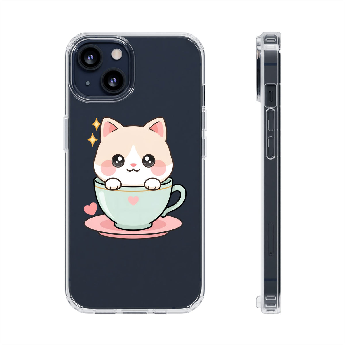 Kawaii Cat Phone Case, Cute Teacup Kitty Gift