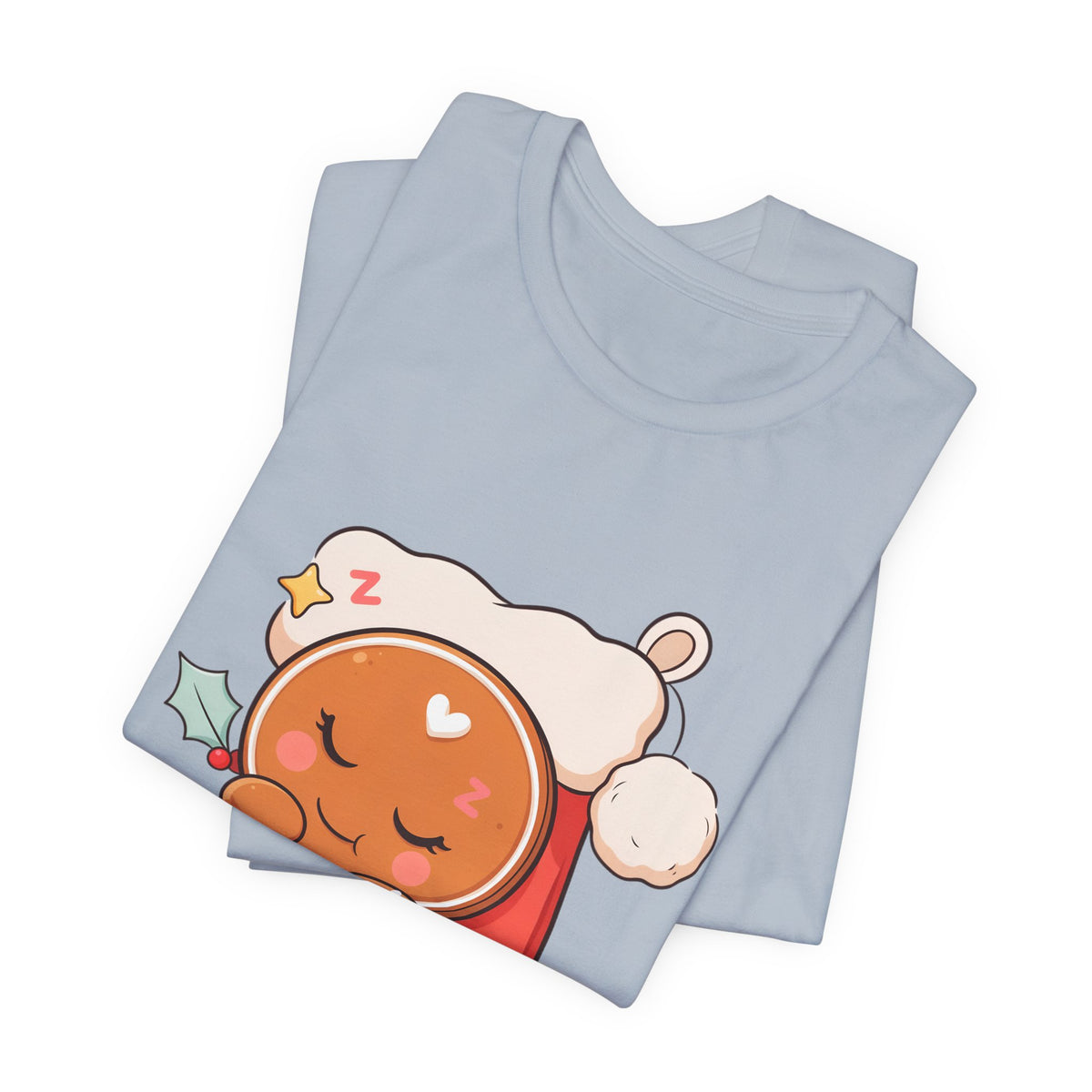 Sleeping Gingerbread Man Christmas T-Shirt, Kawaii Holiday Tee