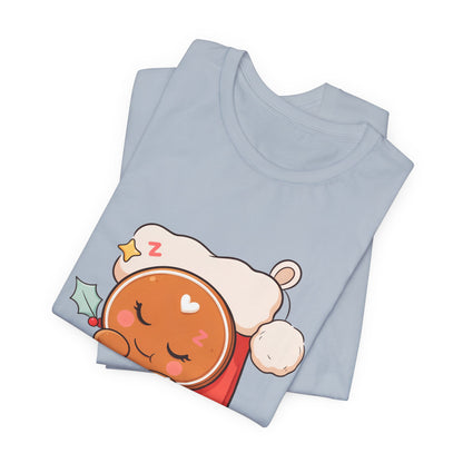 Sleeping Gingerbread Man Christmas T-Shirt, Kawaii Holiday Tee