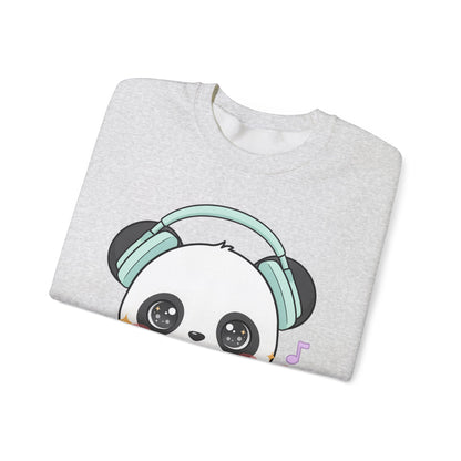 Kawaii Panda Music Sweatshirt, Cute Headphone Panda Crewneck