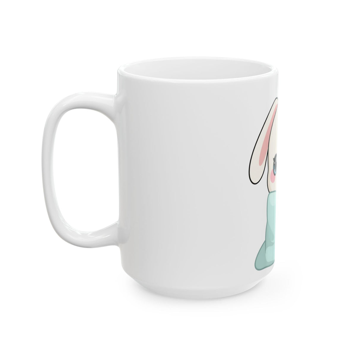Kawaii Bunny Mug, Cozy Chibi Rabbit Ceramic Coffee Cup