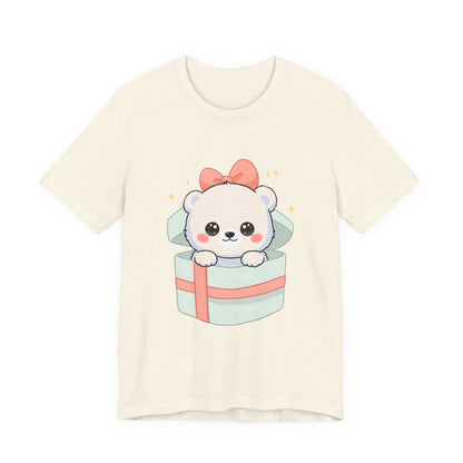 Kawaii Polar Bear Tee, Cute Gift Box Cub Unisex Shirt