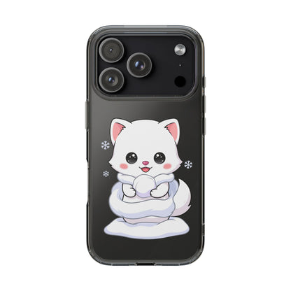 Kawaii Arctic Fox Phone Case, Cute Snow Day Gift