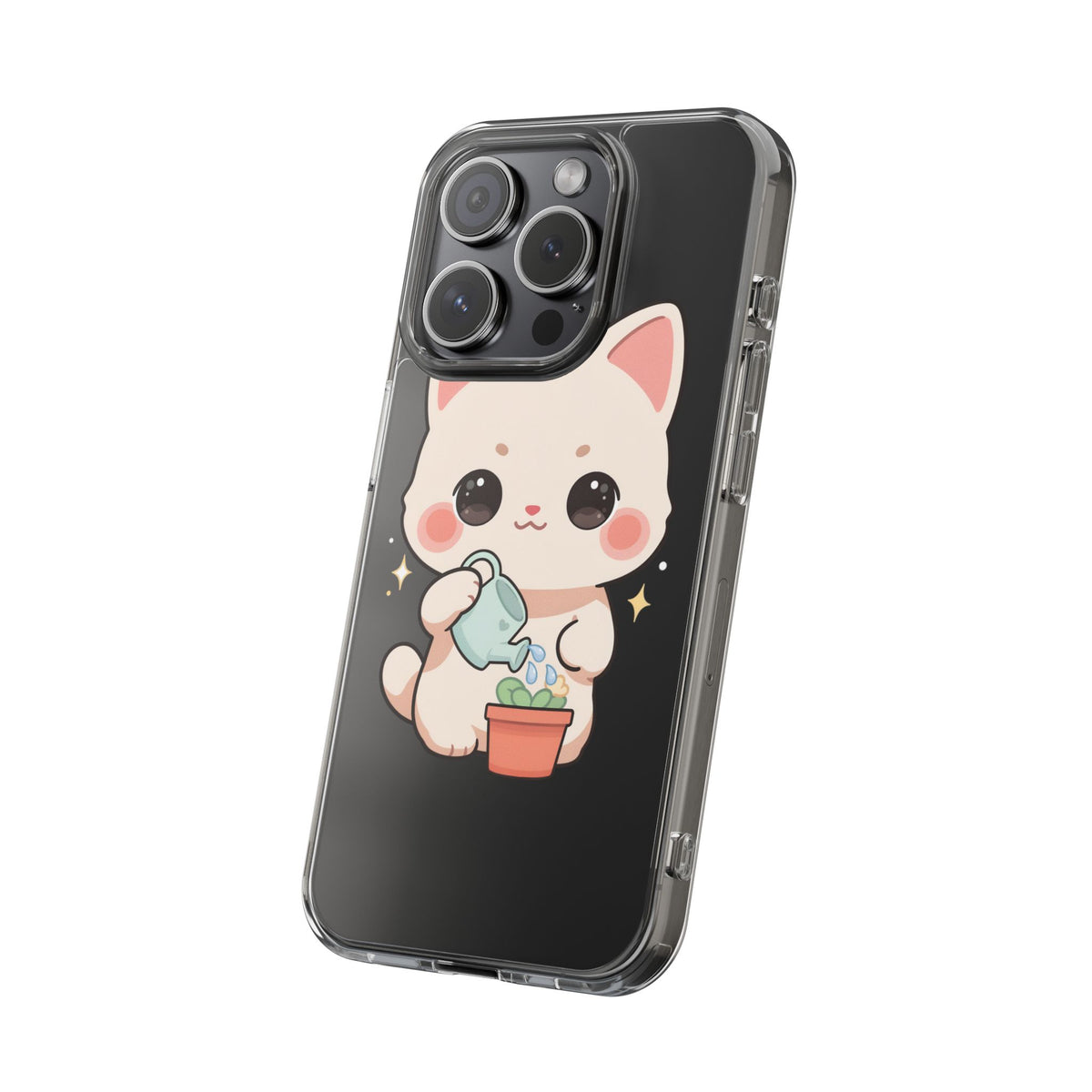 Kawaii Cat Phone Case, Cute Plant Lover Gift