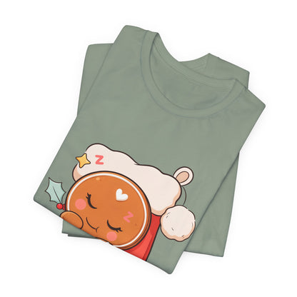 Sleeping Gingerbread Man Christmas T-Shirt, Kawaii Holiday Tee
