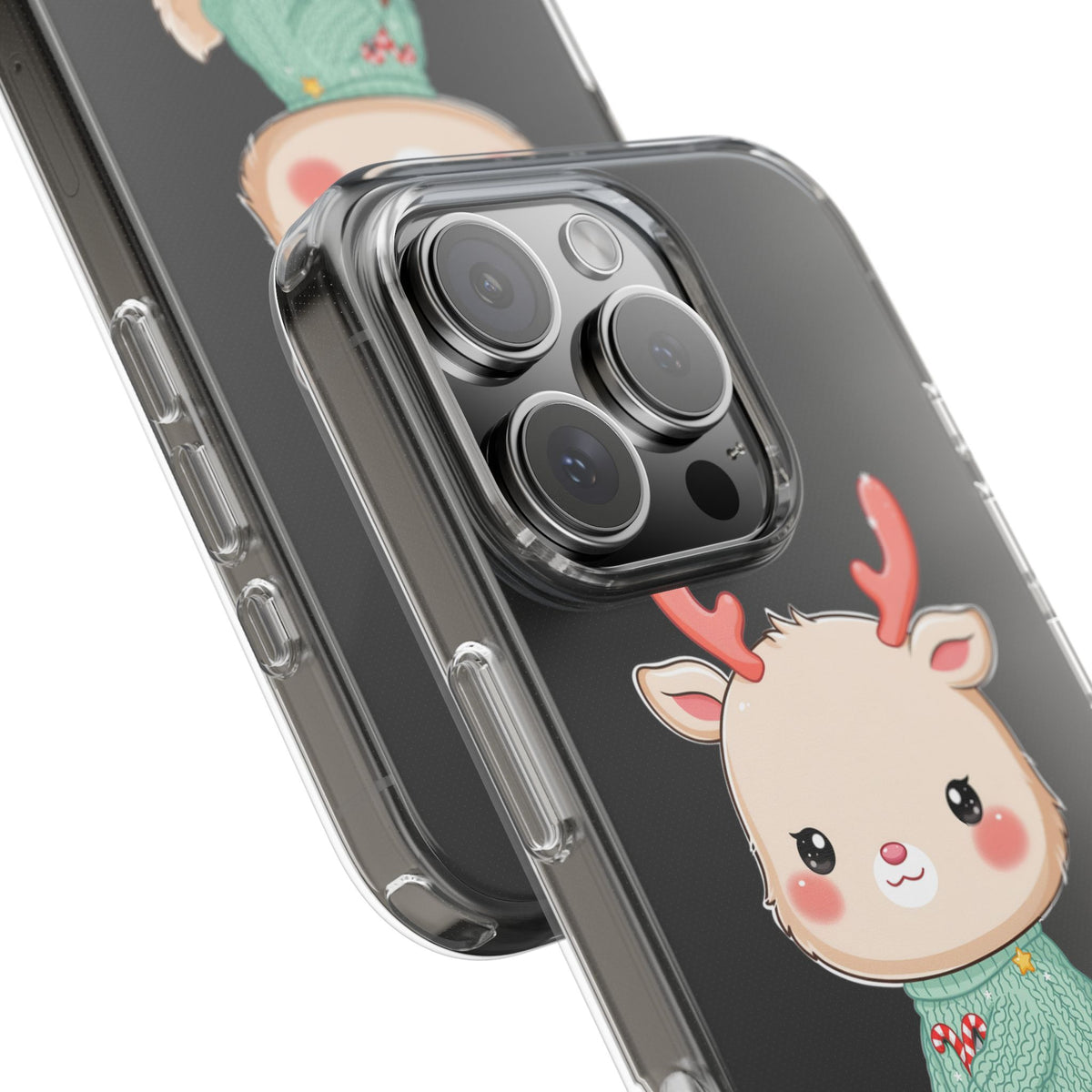 Kawaii Reindeer Clear Impact-Resistant Phone Case