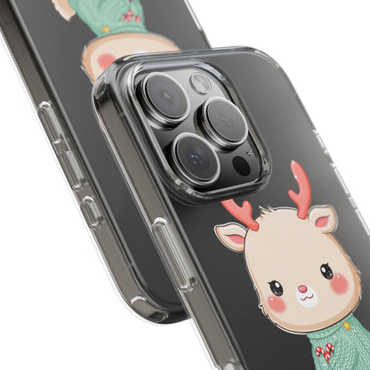 Kawaii Reindeer Clear Impact-Resistant Phone Case