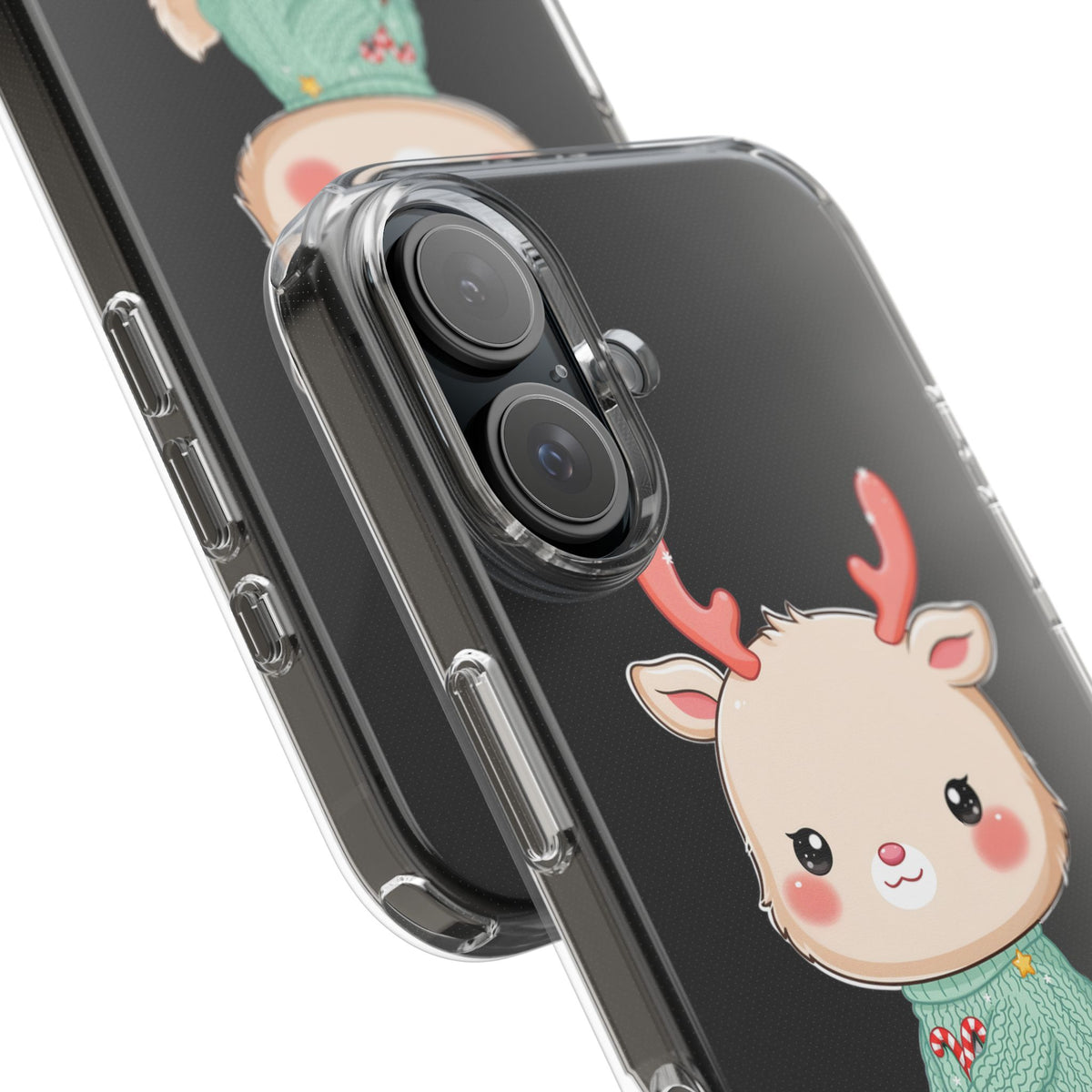 Kawaii Reindeer Clear Impact-Resistant Phone Case