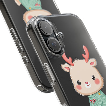 Kawaii Reindeer Clear Impact-Resistant Phone Case