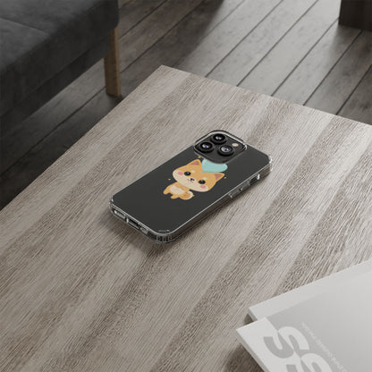 Kawaii Shiba Inu Clear Phone Case with Heart Balloon