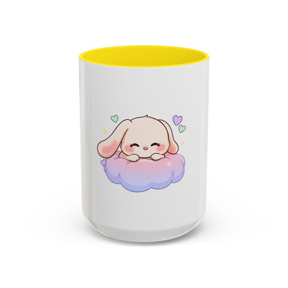 Kawaii Bunny Accent Coffee Mug, Dreamy Cute Animal Gift