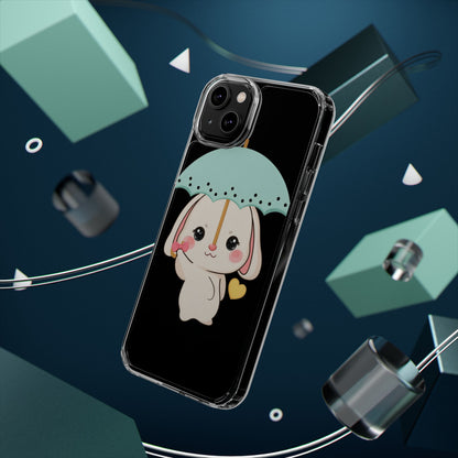 Kawaii Bunny Phone Case with Umbrella | Cute Clear Case
