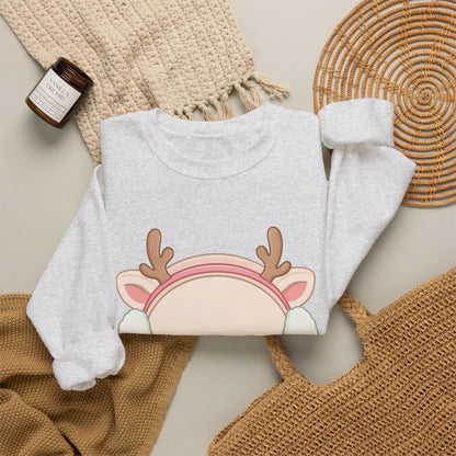 Kawaii Reindeer Sweatshirt, Cute Winter Crewneck