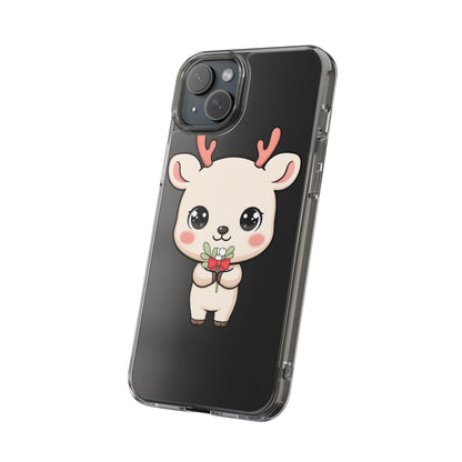 Kawaii Christmas Reindeer Clear Phone Case Gift