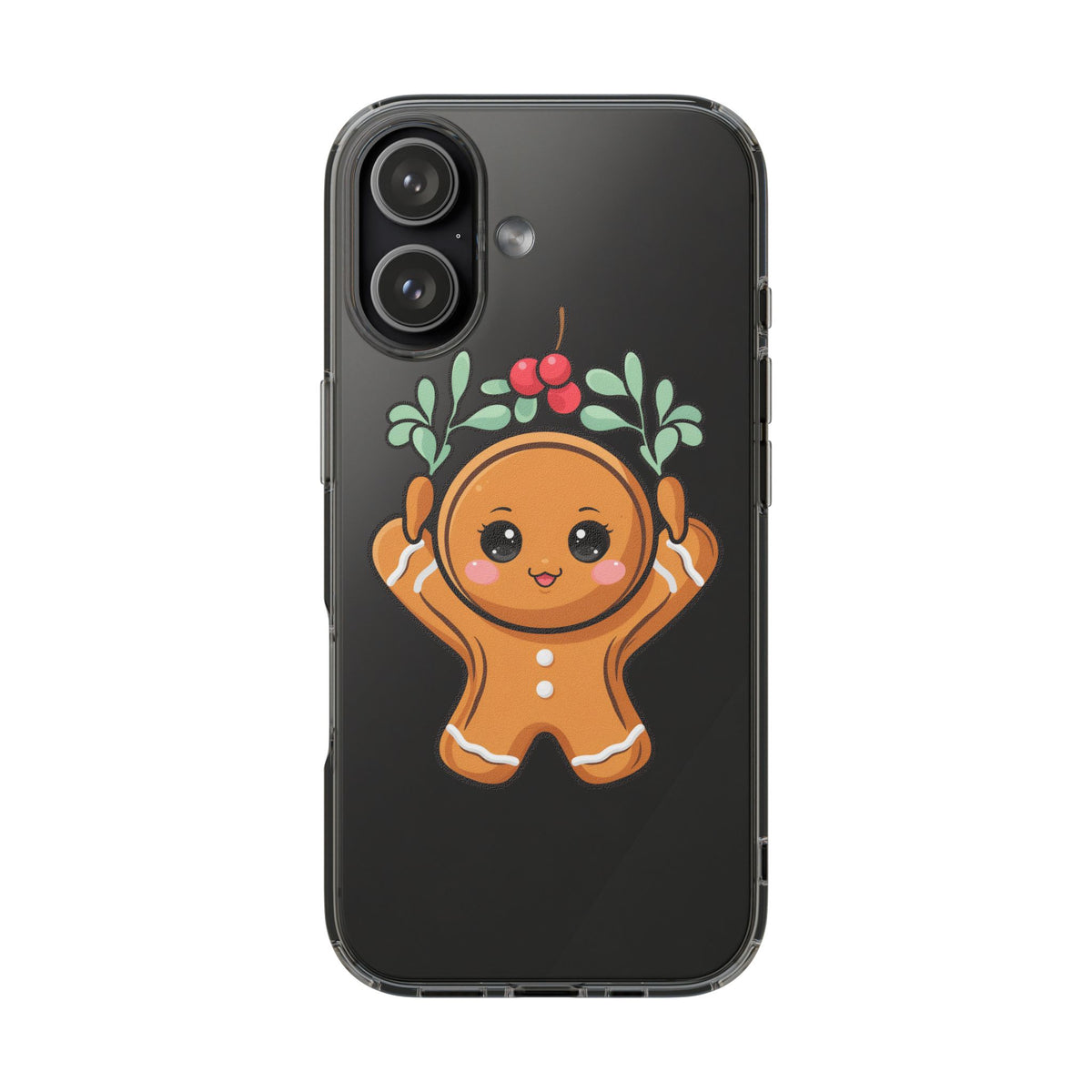 Kawaii Gingerbread Phone Case with Mistletoe Cheer