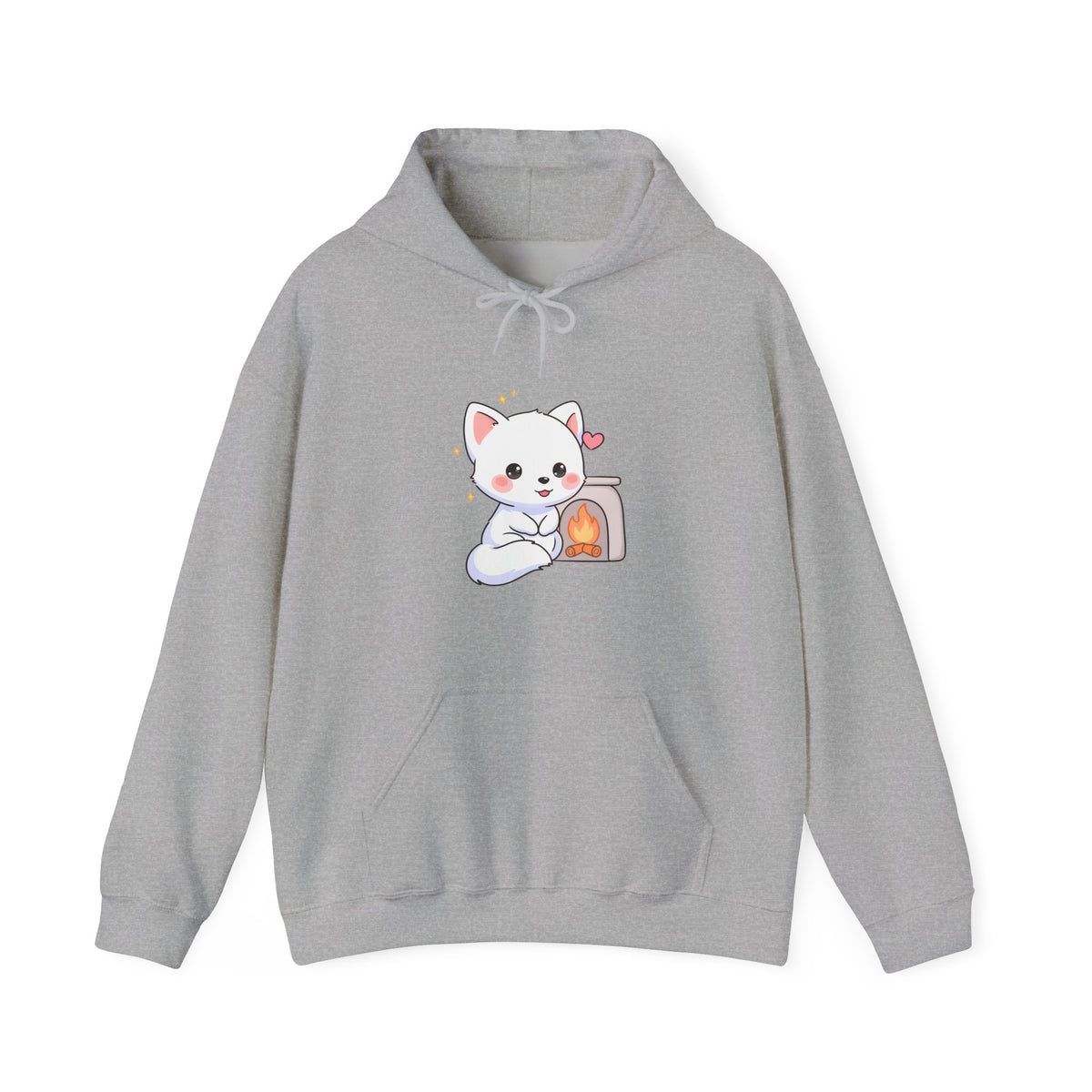 Kawaii Arctic Fox Hoodie for Cozy Fireplace Evenings
