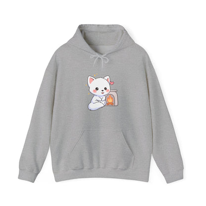 Kawaii Arctic Fox Hoodie for Cozy Fireplace Evenings