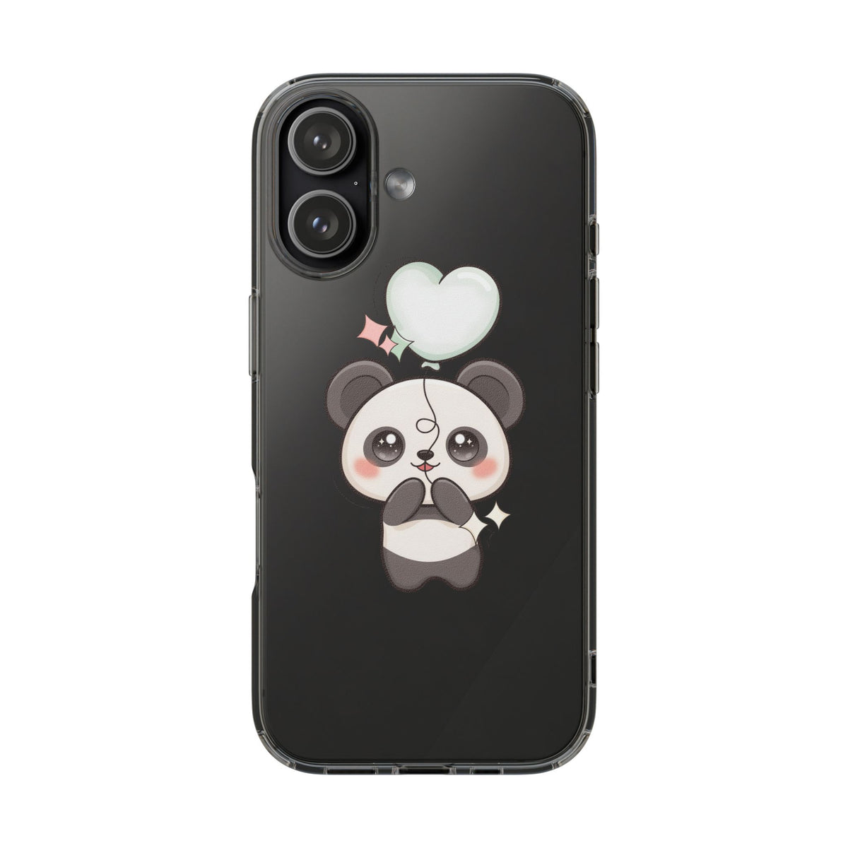 Kawaii Panda Clear Phone Case with Balloon