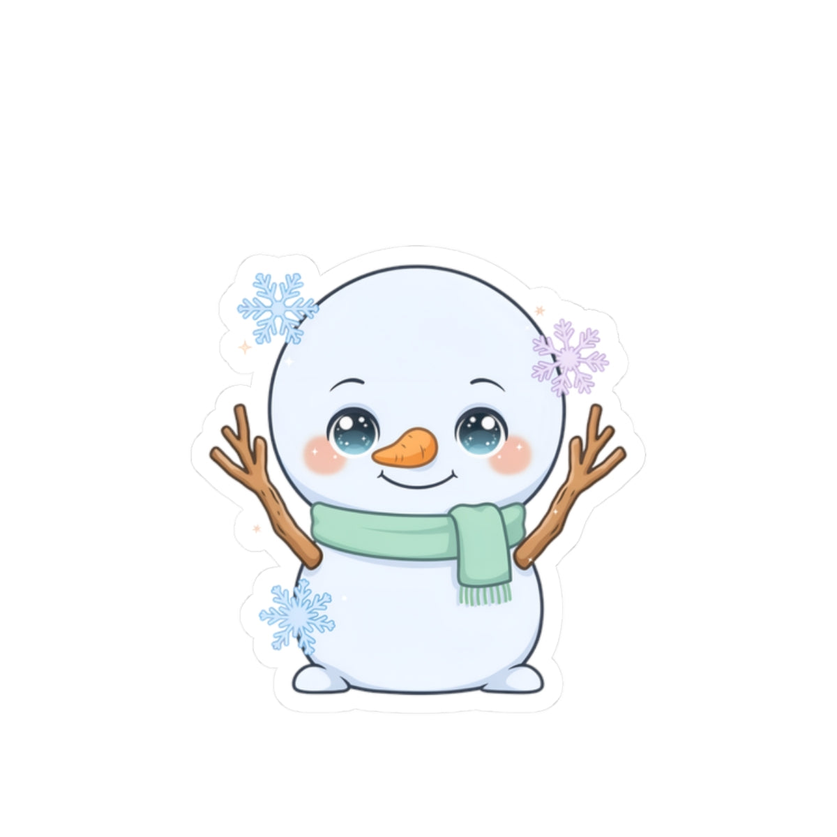 Kawaii Snowman Kiss-Cut Sticker for Winter Cheer