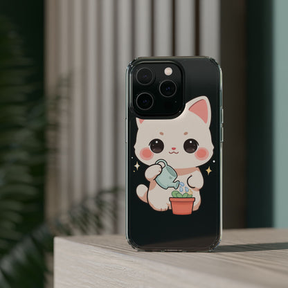 Kawaii Cat Phone Case, Cute Plant Lover Gift