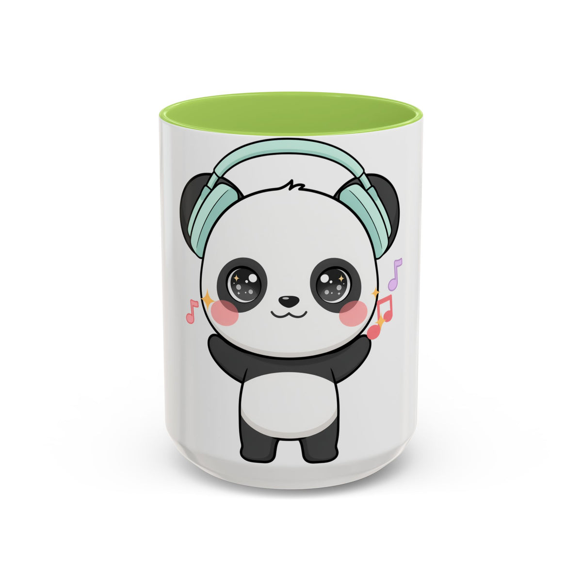 Kawaii Panda Music Mug, Colorful Accent Coffee Mug