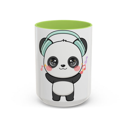 Kawaii Panda Music Mug, Colorful Accent Coffee Mug
