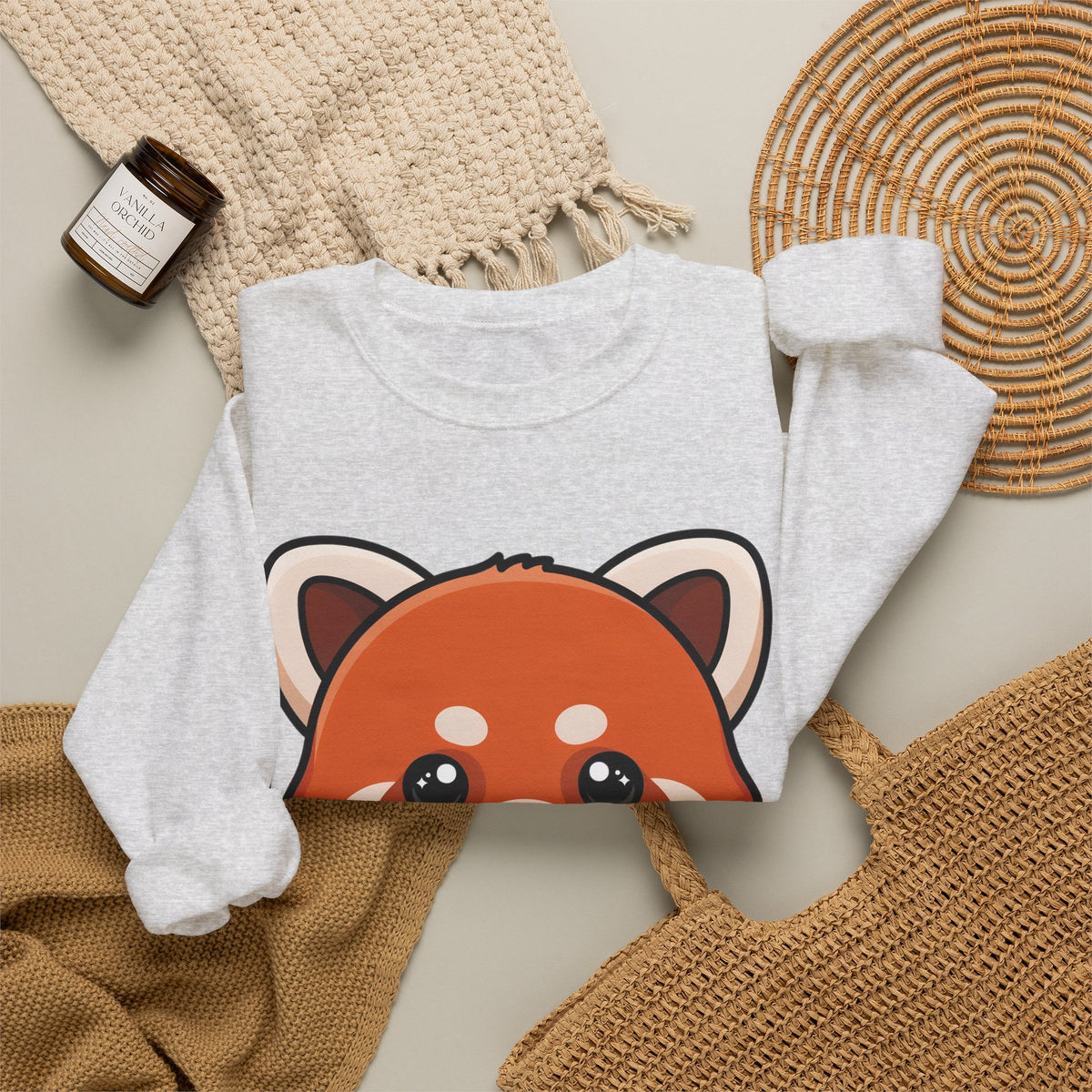 Kawaii Red Panda Sweatshirt, Cute Ice Cream Animal Crewneck