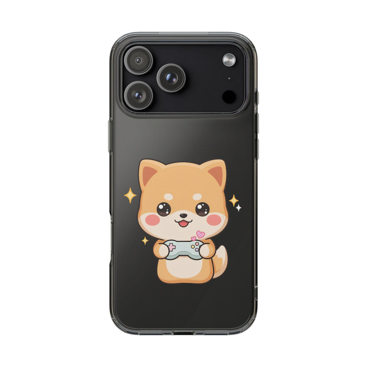 Kawaii Shiba Inu Gamer Phone Case, Clear Impact-Resistant