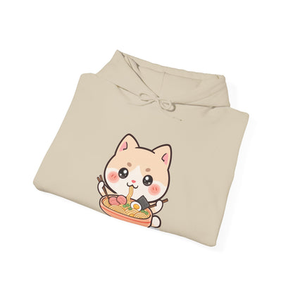 Kawaii Ramen Cat Hoodie, Cute Foodie Sweatshirt