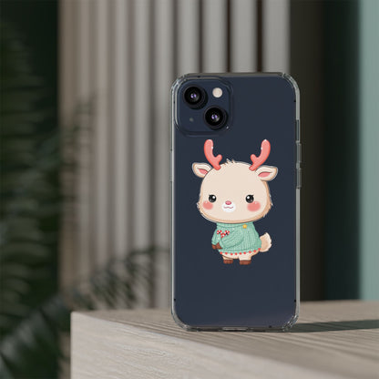 Kawaii Reindeer Clear Impact-Resistant Phone Case