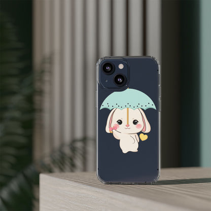 Kawaii Bunny Phone Case with Umbrella | Cute Clear Case