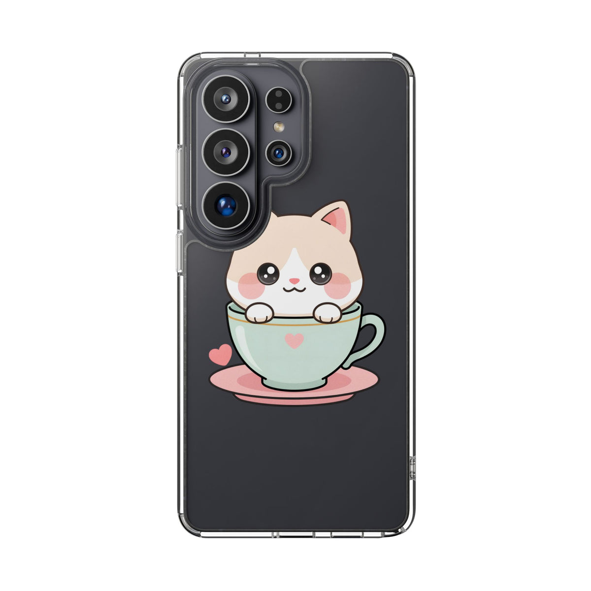 Kawaii Cat Phone Case, Cute Teacup Kitty Gift