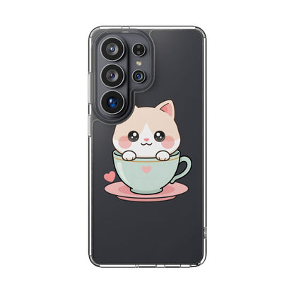 Kawaii Cat Phone Case, Cute Teacup Kitty Gift