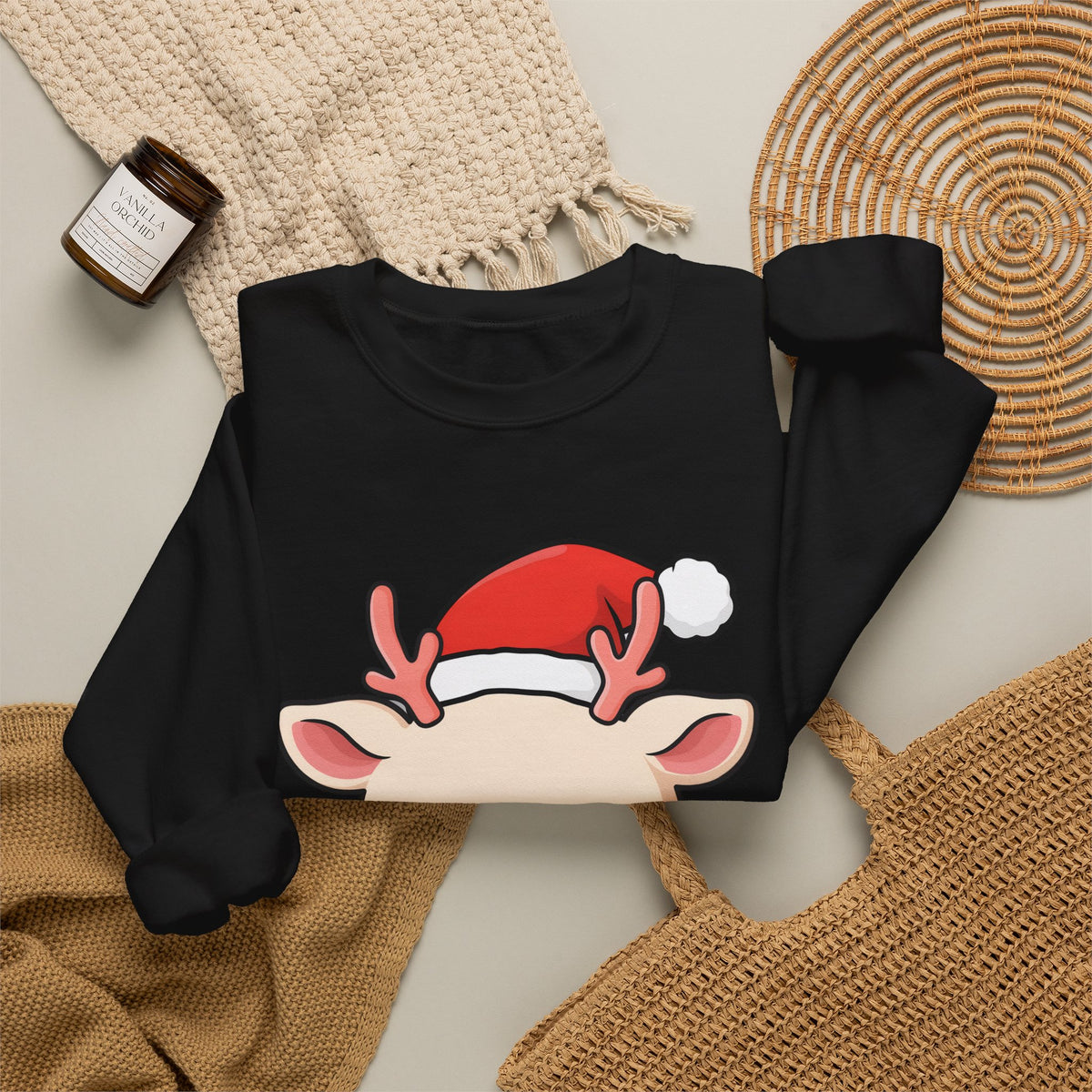 Kawaii Reindeer Christmas Sweatshirt, Cute Holiday Crewneck