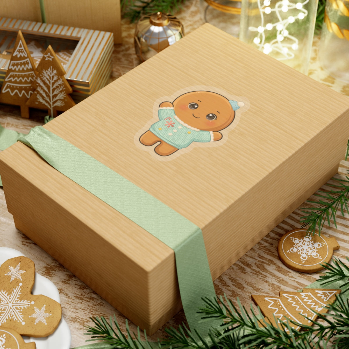 Christmas Gingerbread Sticker, Kawaii Holiday Gift