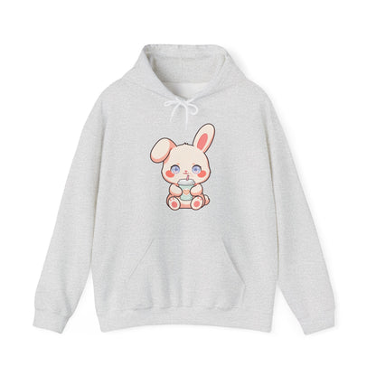Kawaii Bunny Latte Hoodie, Cute Coffee Lover Sweatshirt