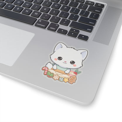 Christmas Fox Sticker: Kawaii Arctic Baker