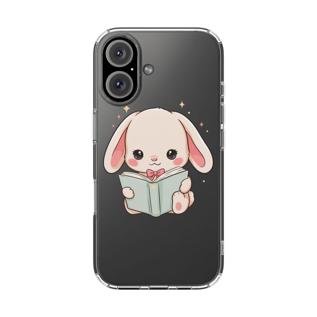 Kawaii Reading Bunny Clear Impact-Resistant Case