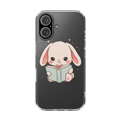 Kawaii Reading Bunny Clear Impact-Resistant Case