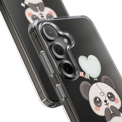 Kawaii Panda Clear Phone Case with Balloon