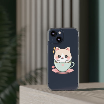 Kawaii Cat Phone Case, Cute Teacup Kitty Gift