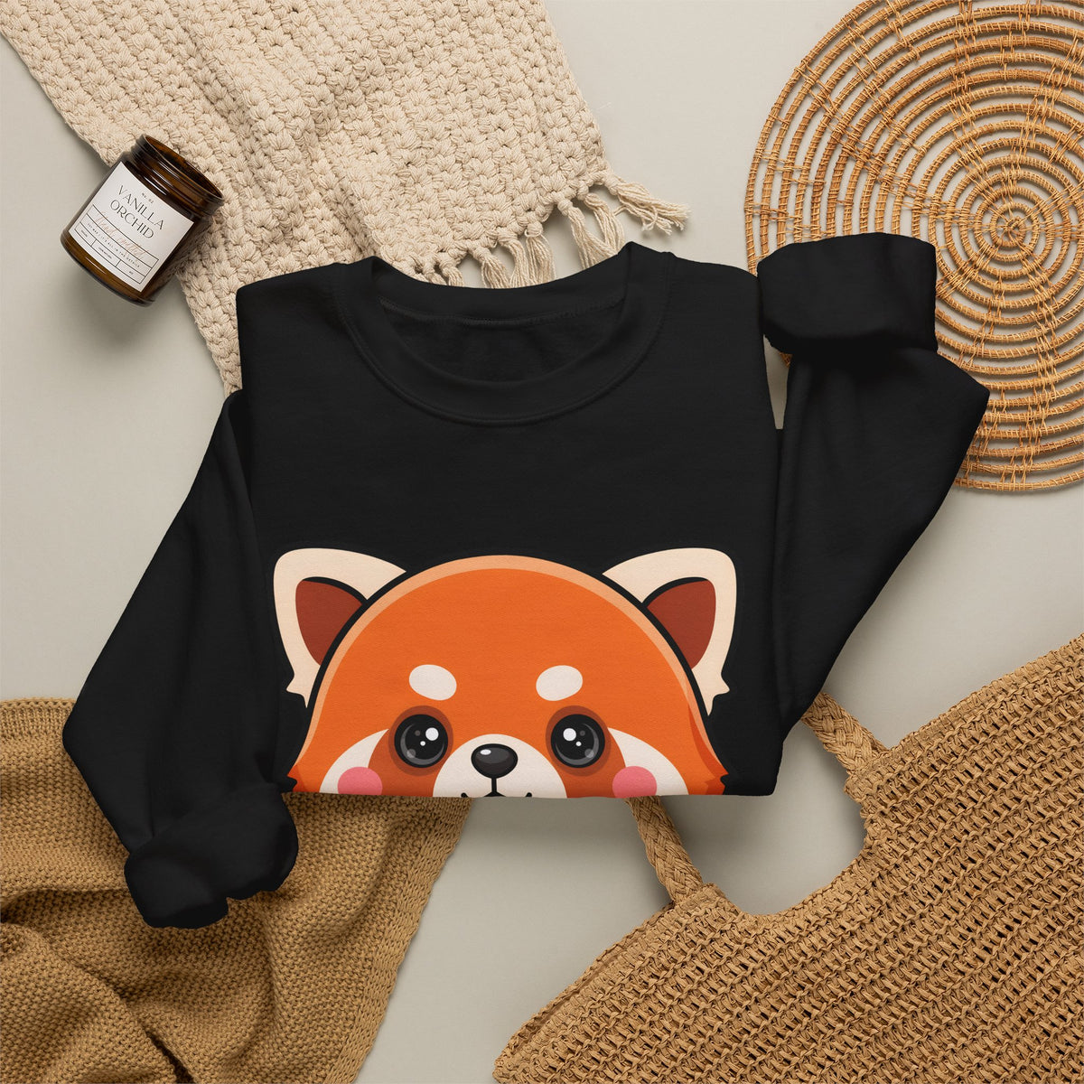 Kawaii Red Panda Sweatshirt, Cute Strawberry Hug Crewneck