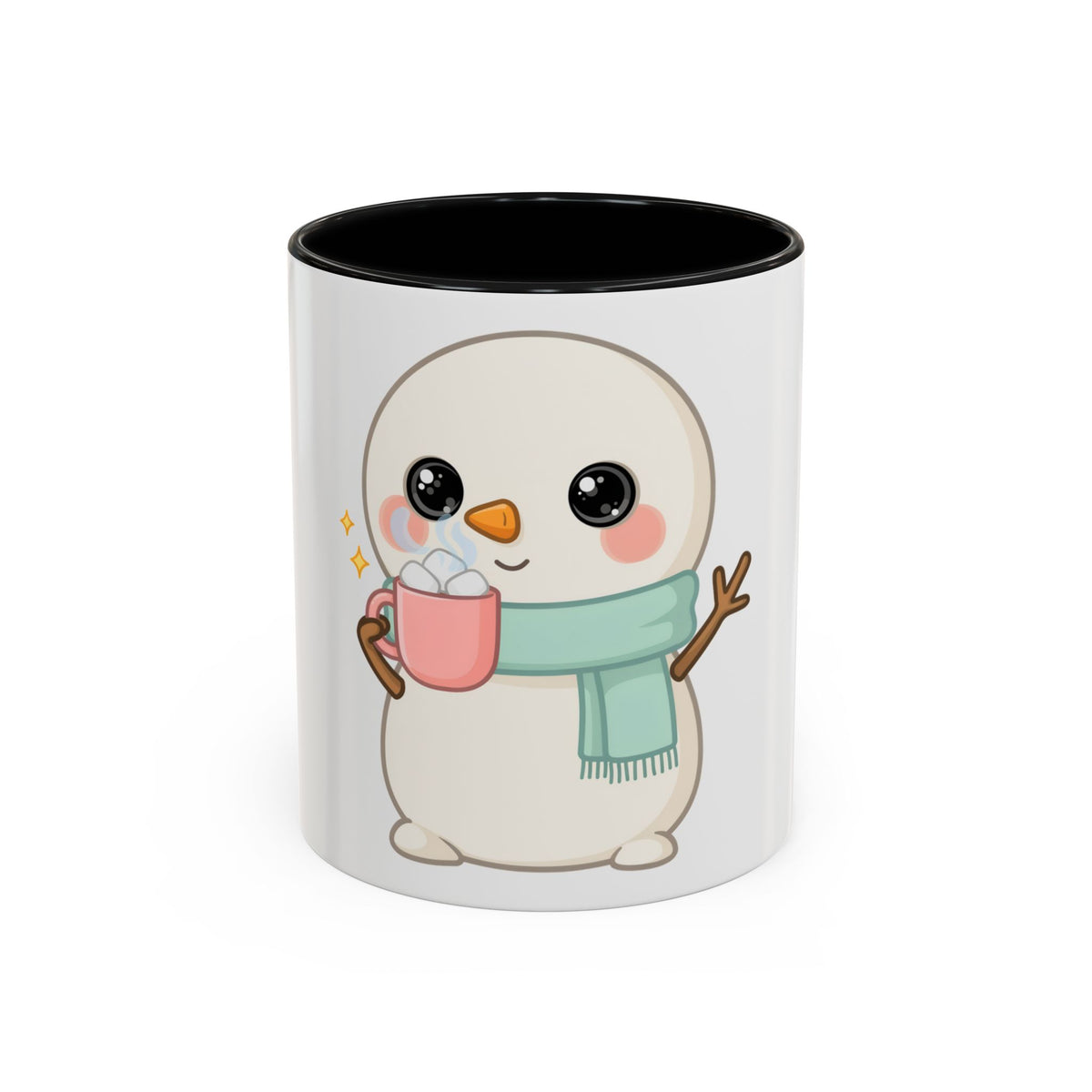 Kawaii Snowman Accent Coffee Mug for Cozy Cocoa Fans